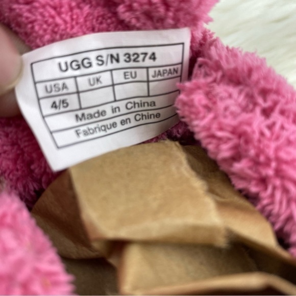 UGG BIXBEE FLUFFY BABY BOOTIES BUBBLEGUM COLOR SIZE 4/5 - Picture 7 of 7